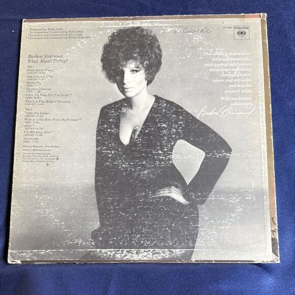 Barbra Streisand sings "What about today." and other hits Columbia Vinyl Record - Picture 2 of 4